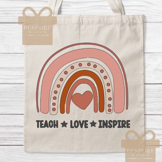 Teach, Love, Inspire Rainbow Bag - Canvas Bag
