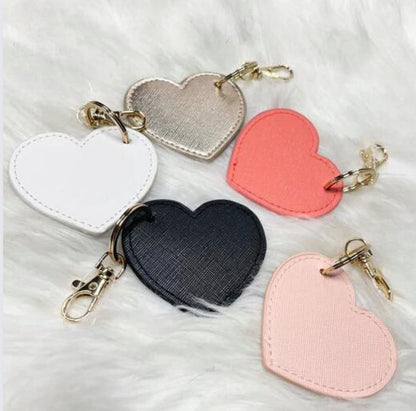 Personalised Name & Initial Leather Heart Keyrings