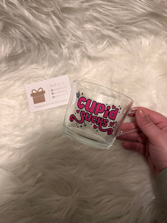 Cupid Sucks Glass Mug