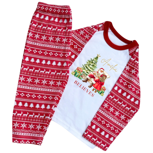 I Believe In Santa - Girls Personalised Christmas Pyjamas