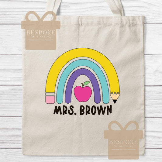 Personalised Pencil Rainbow - Canvas Bag