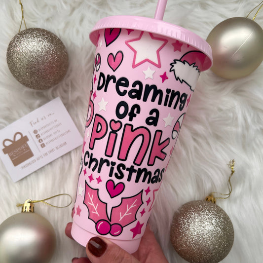 Dreaming of a Pink Christmas 24oz Cold Cup