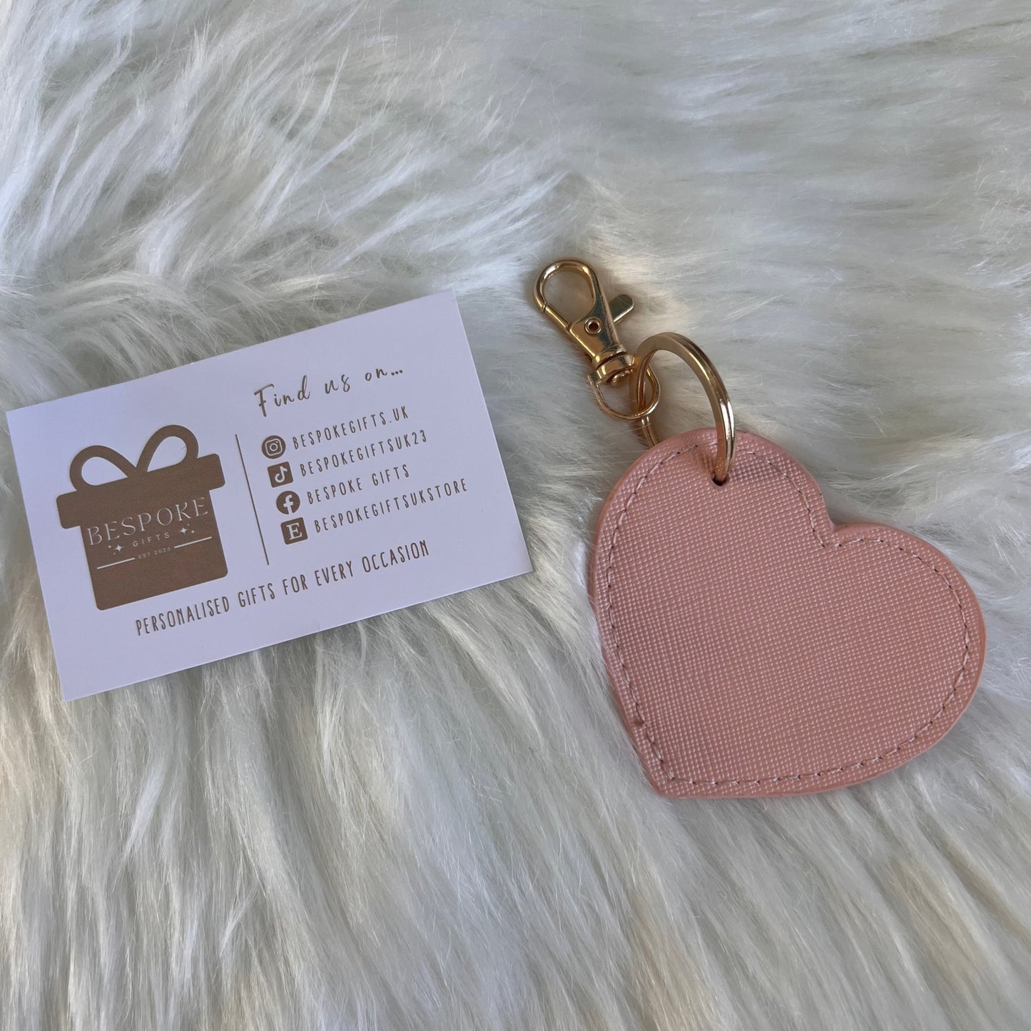 Personalised Name & Initial Leather Heart Keyrings