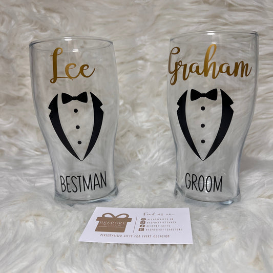 Personalised Wedding Pint Glasses