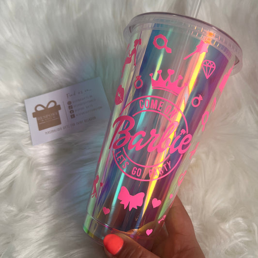 Holographic Barbie 24oz Cold Cup