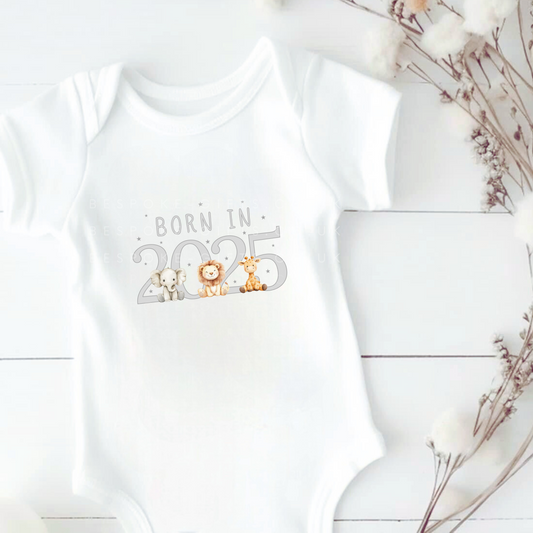 Born in 2025 Baby Grow - Light Grey