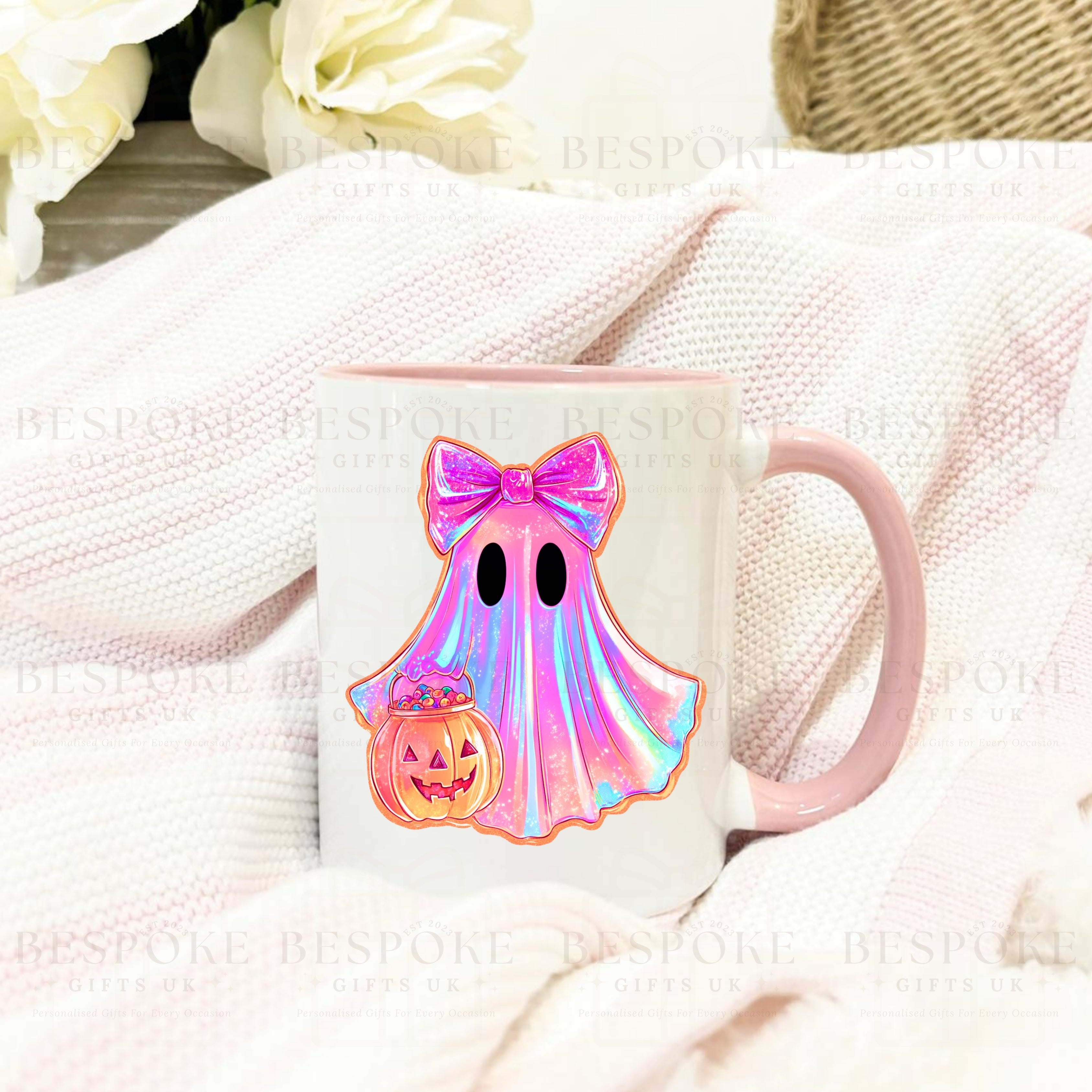 Iridescent Pink Ghost 11oz Ceramic Mug - Pink