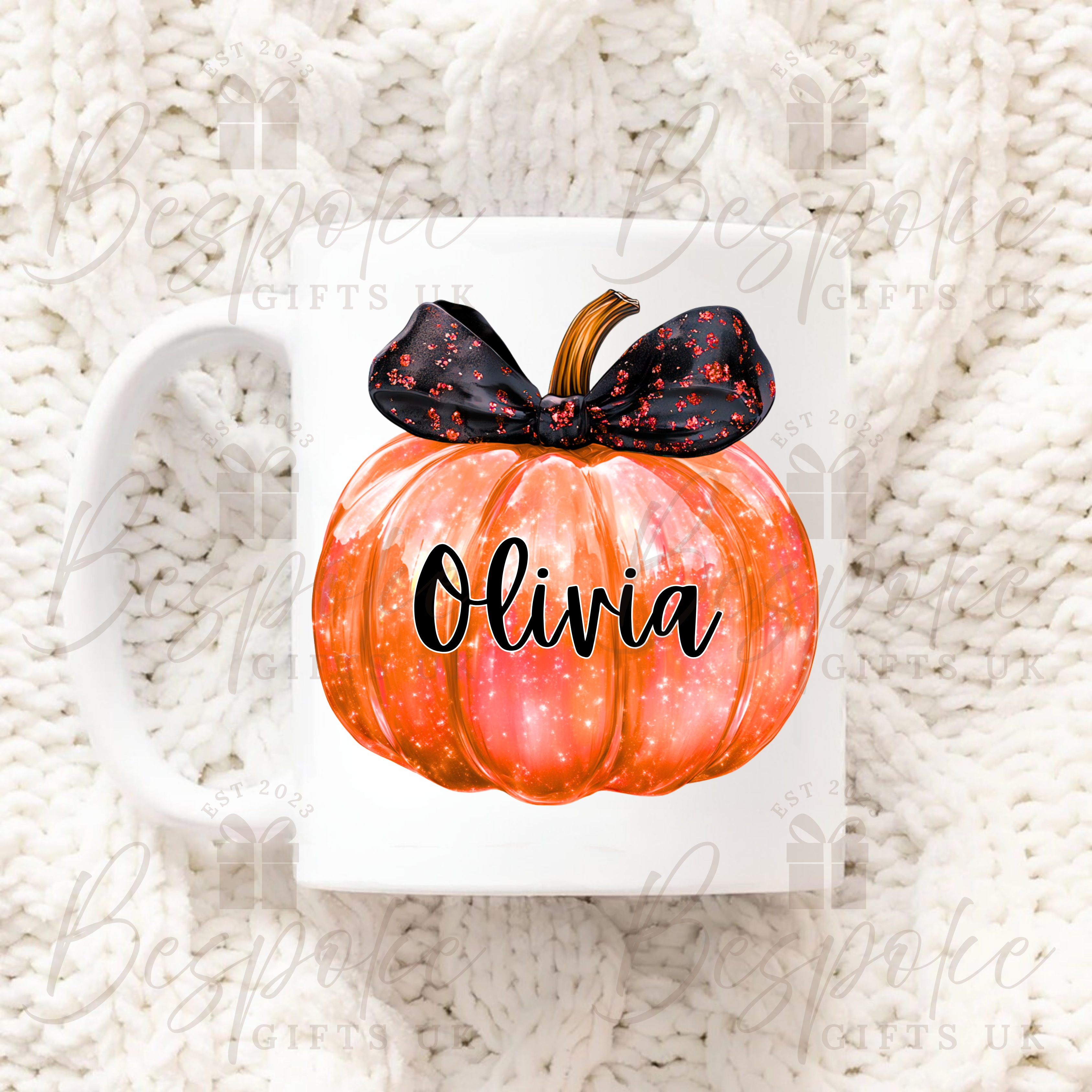 Personalised Pumpkin 11oz Ceramic Mug - Iridescent Orange