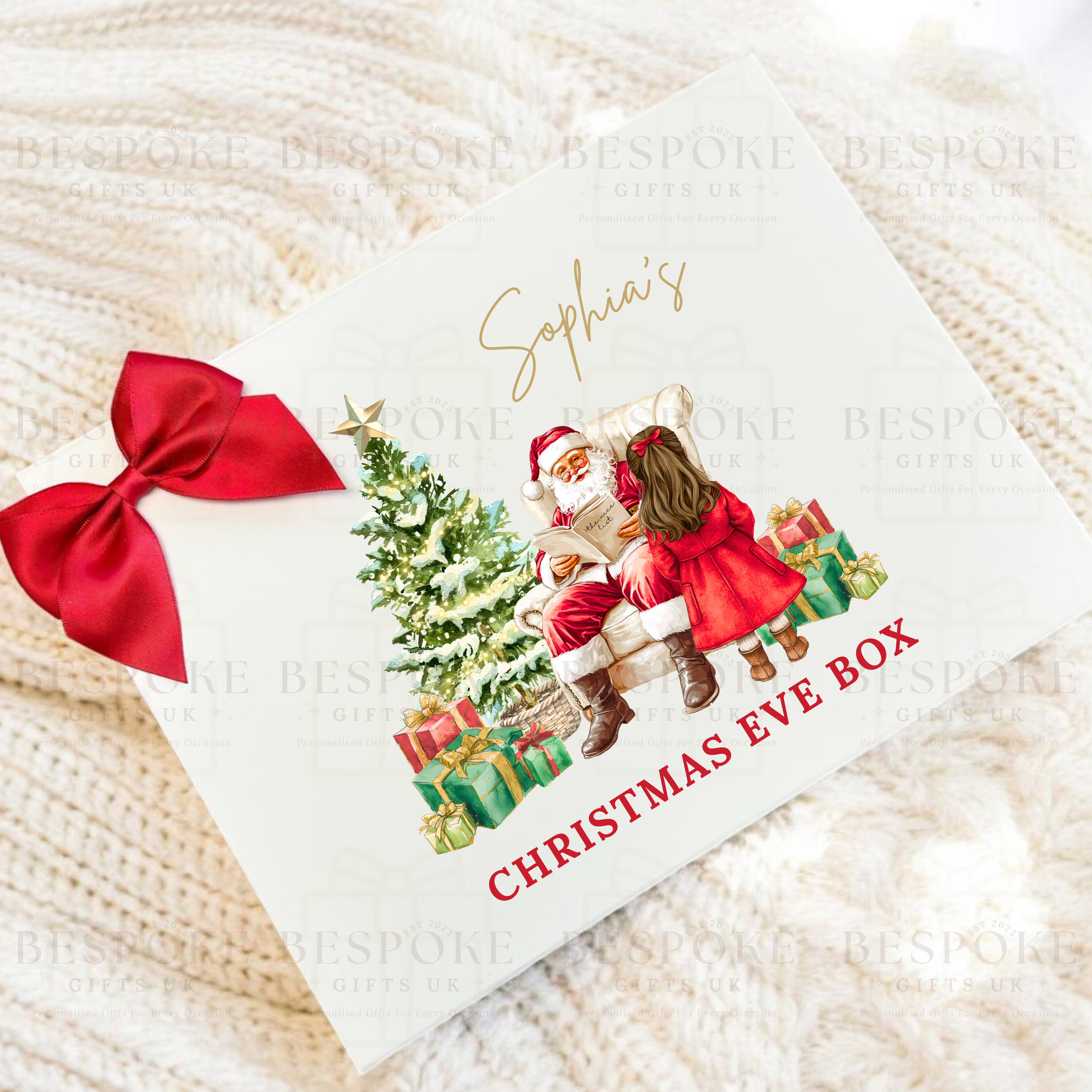 Personalised Magnetic Christmas Eve Gift Box - Girl Design