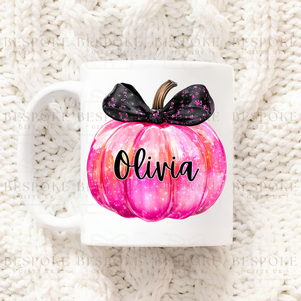 Personalised Pumpkin 11oz Ceramic Mug - Iridescent Pink