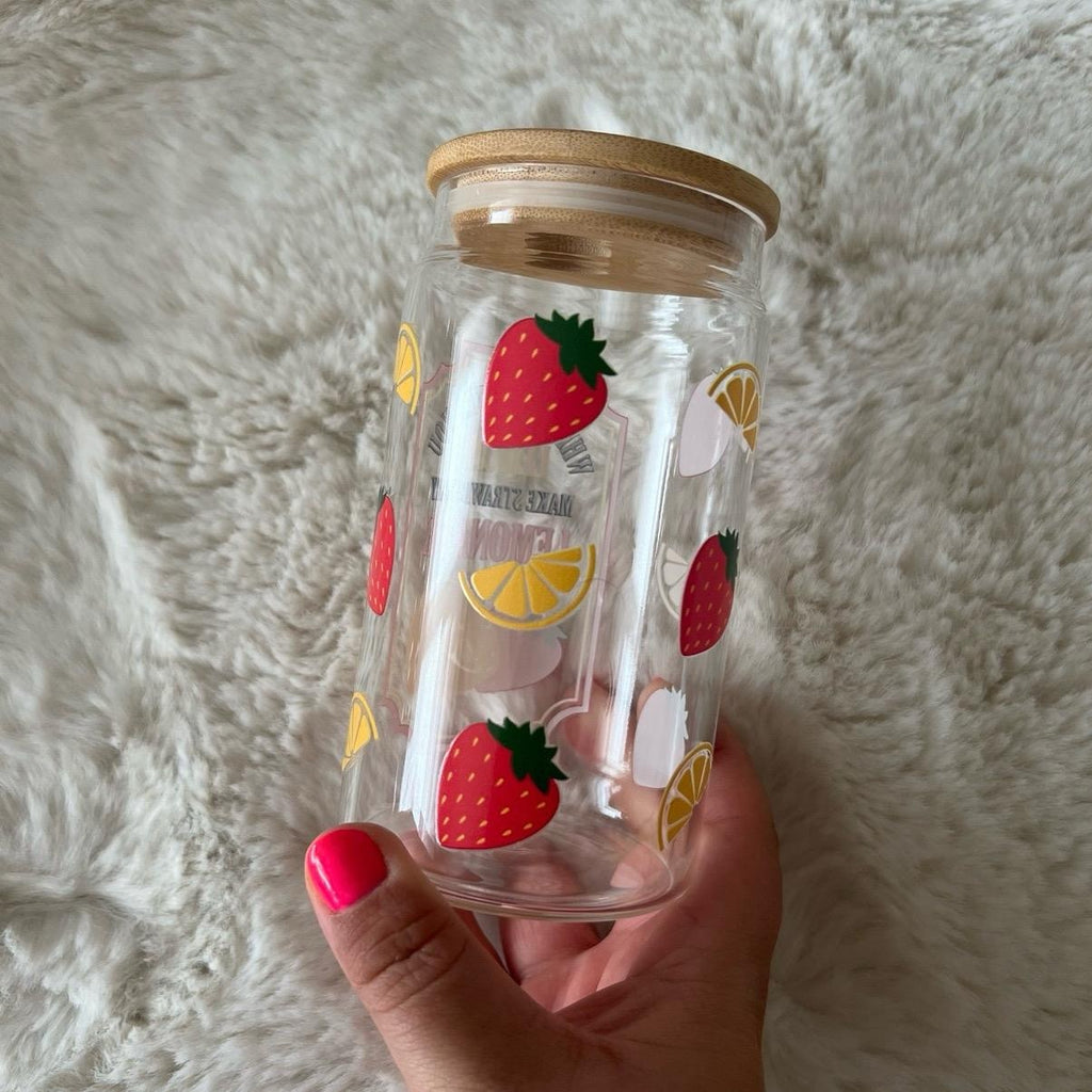 When Life Gives You Lemons Make Strawberry Lemonade  - 16oz Glass Tumbler