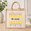 Personalised Pencil Teacher Tote Bag – Custom Teacher Thank You Gift