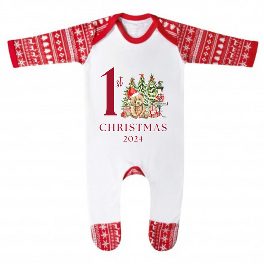 1st Christmas Baby Rompersuit - Bear Design