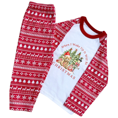 When I Wake Up It Will Be Christmas Pyjamas - Bear Design