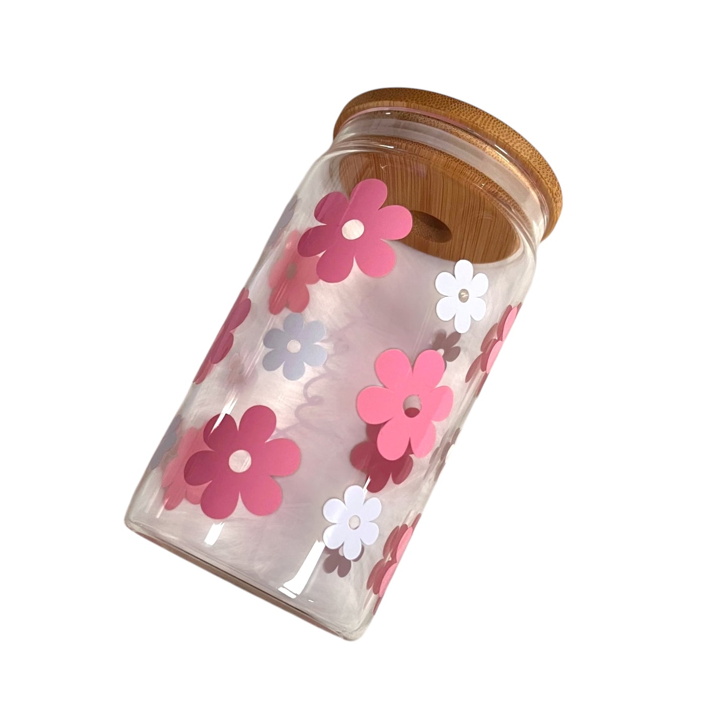 Flowers Print 16oz Glass Tumbler