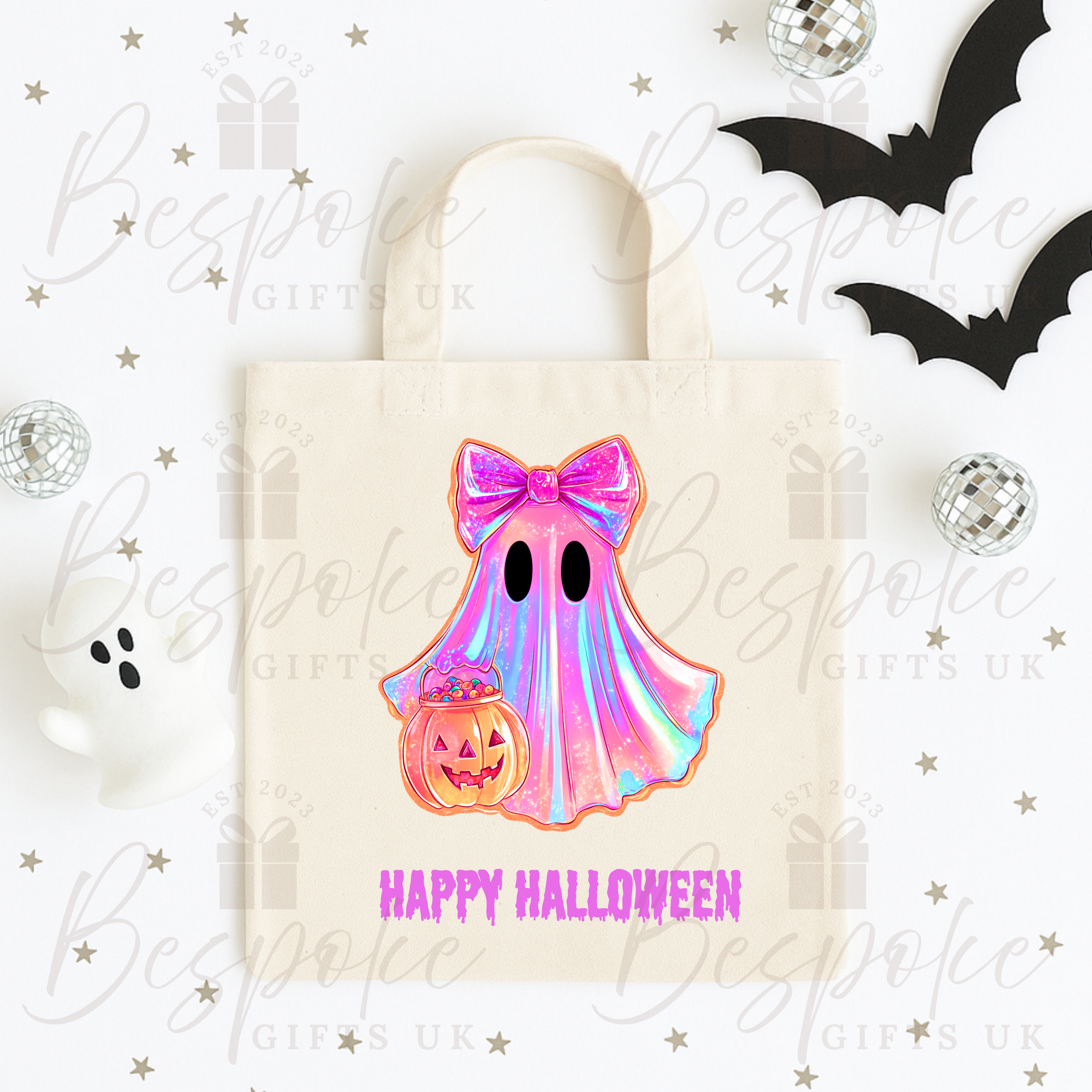 Happy Halloween Iridescent Ghost - Canvas Bag