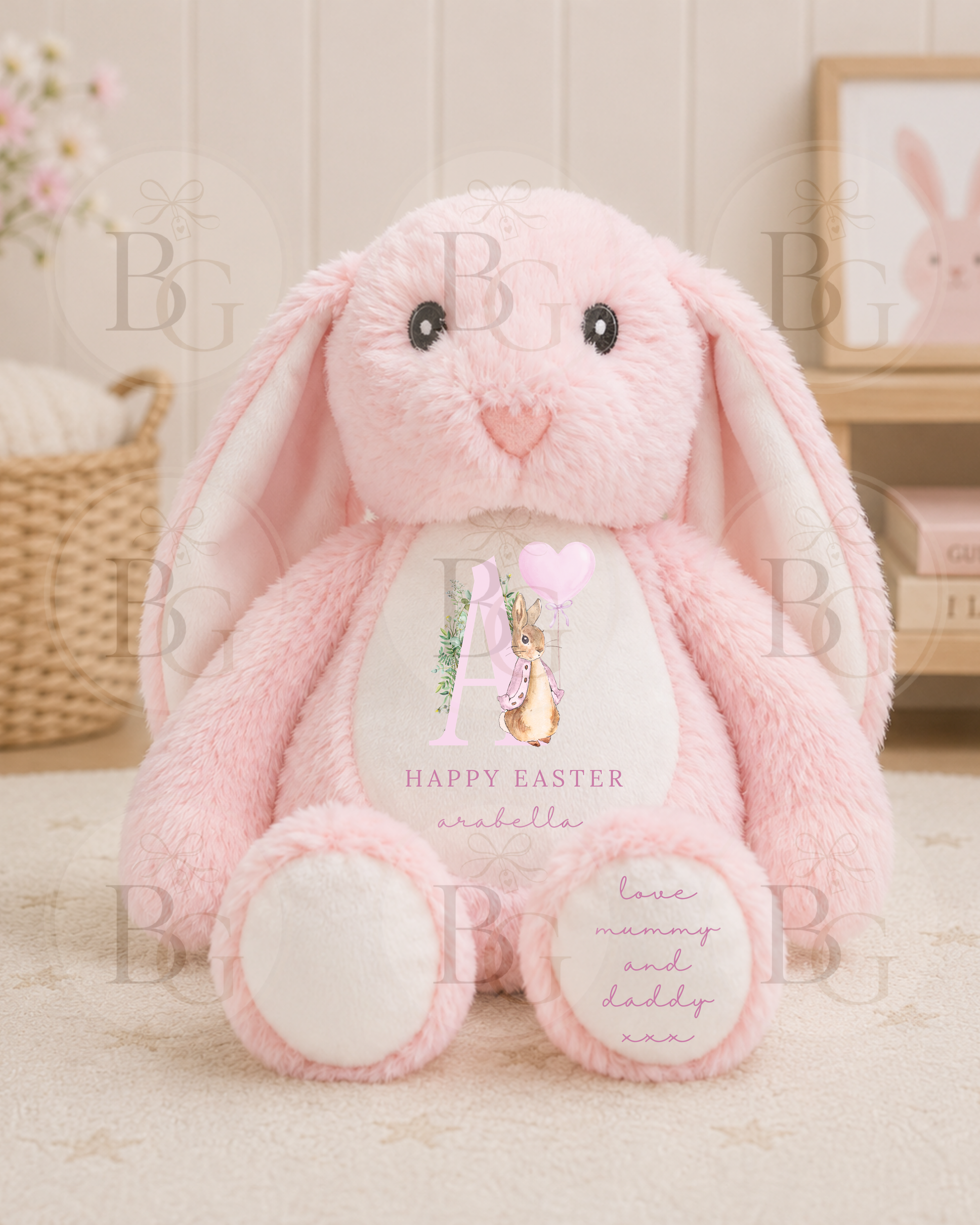 Happy Easter - Personalised Bunny - Pink