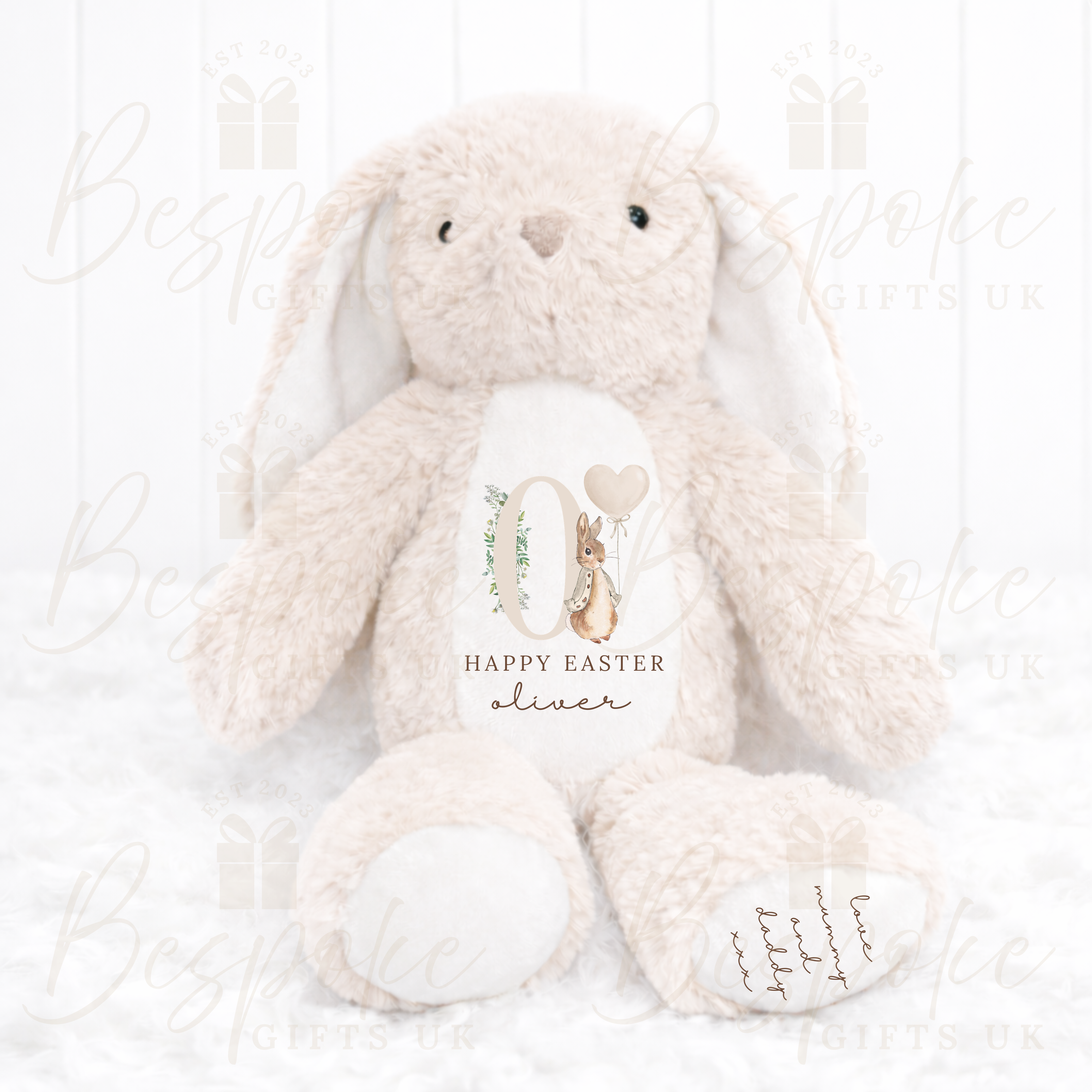 Happy Easter - Personalised Bunny - Light Brown