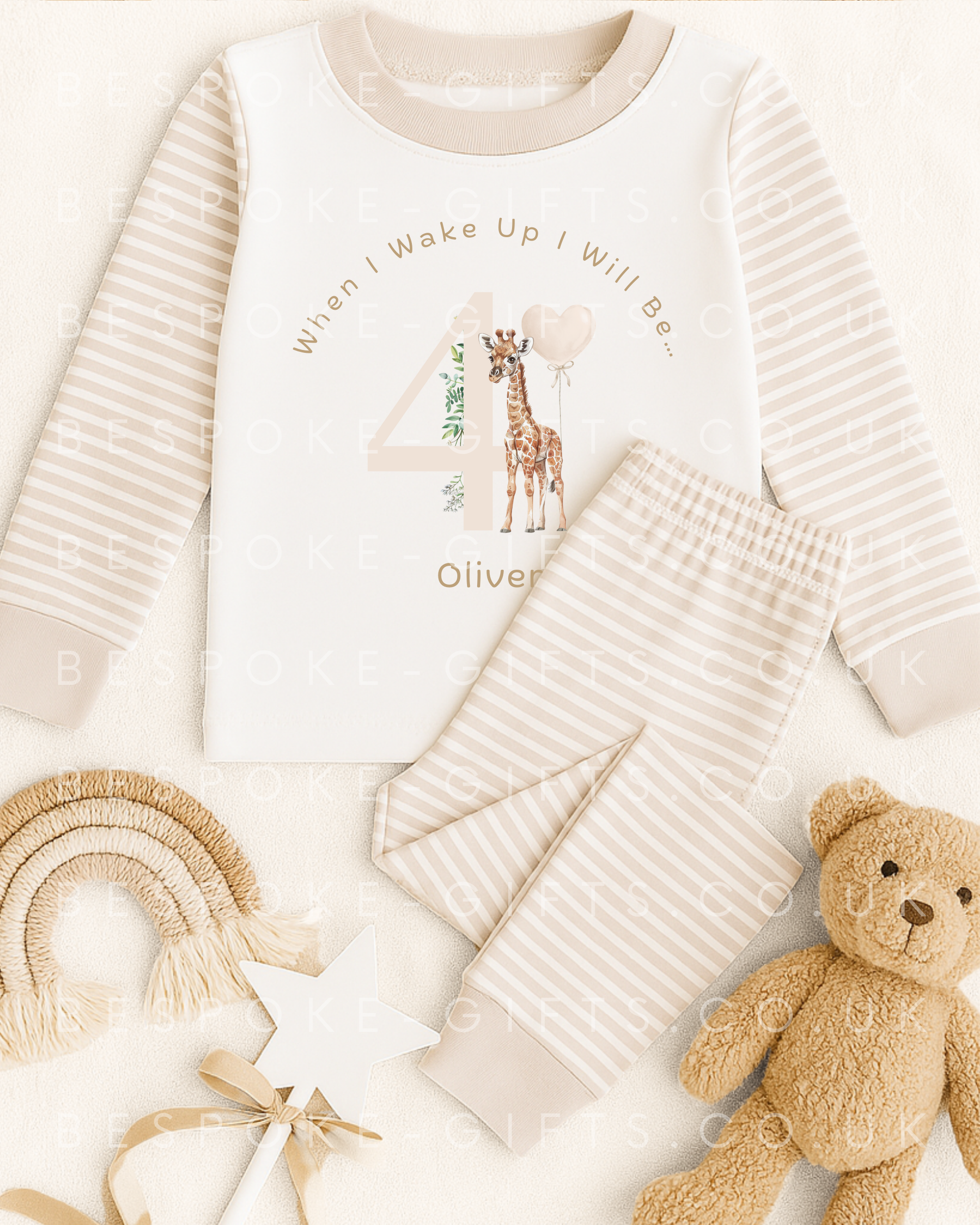 When I Wake Up I Will Be - Giraffe Design - Beige