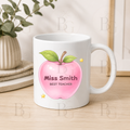 Personalised Pink Apple Teacher Mug – Custom Teacher Thank You Gift