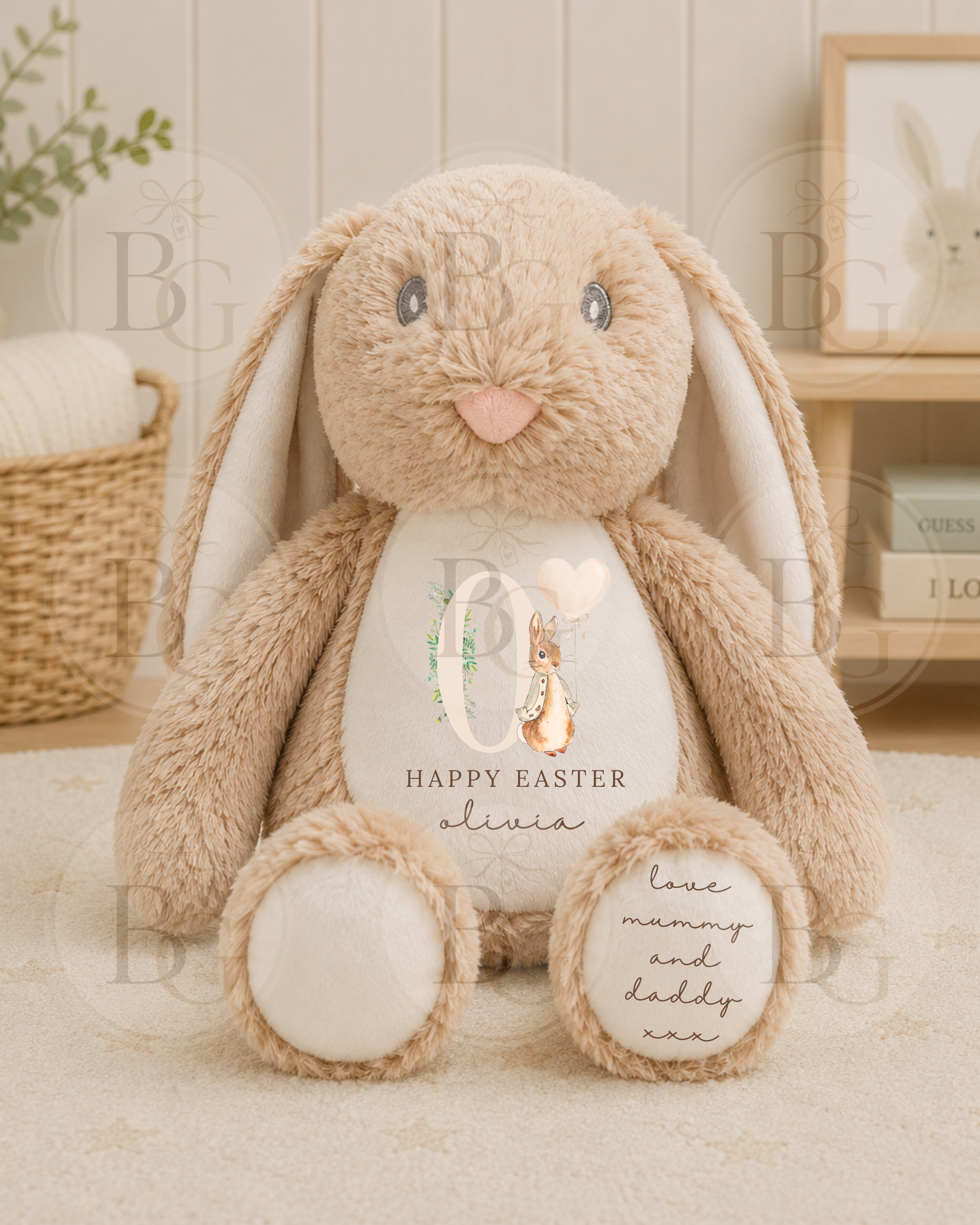 Happy Easter - Personalised Bunny - Light Brown