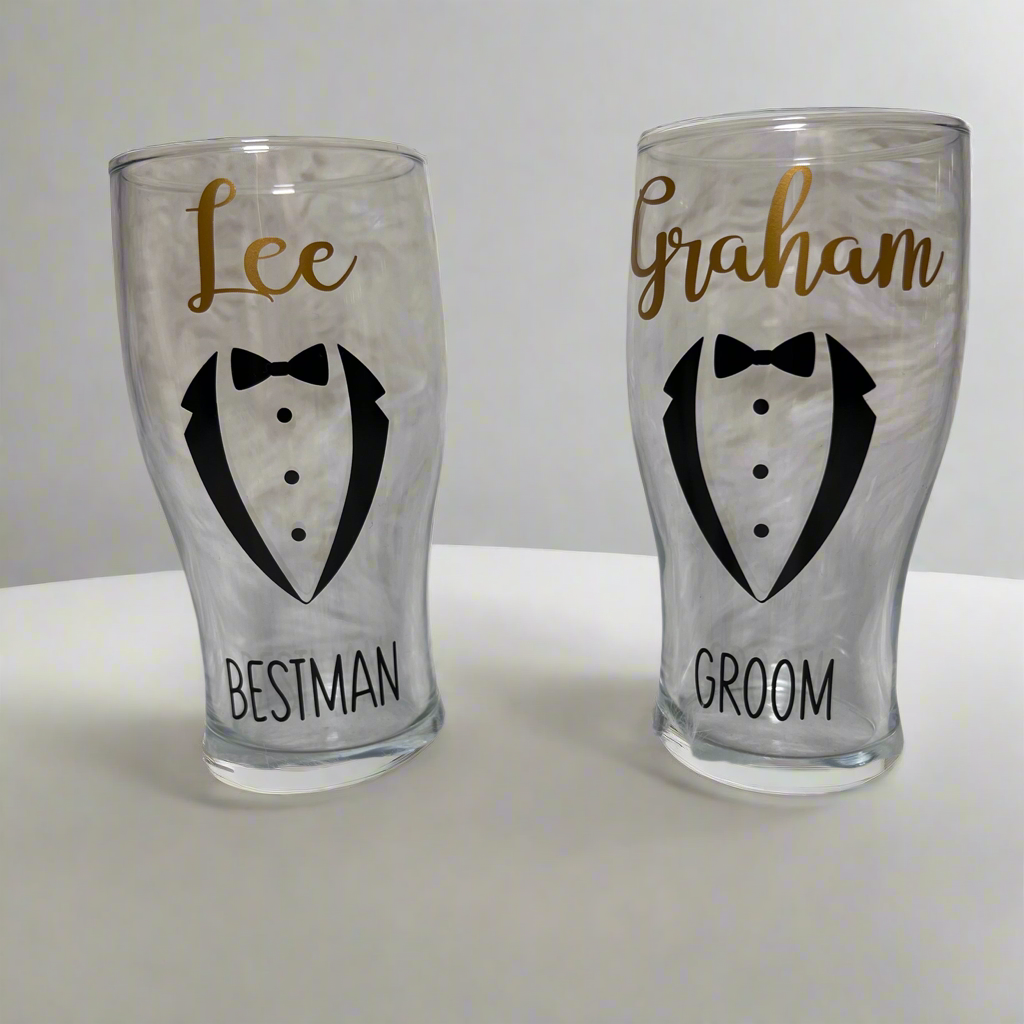 Personalised Wedding Pint Glasses