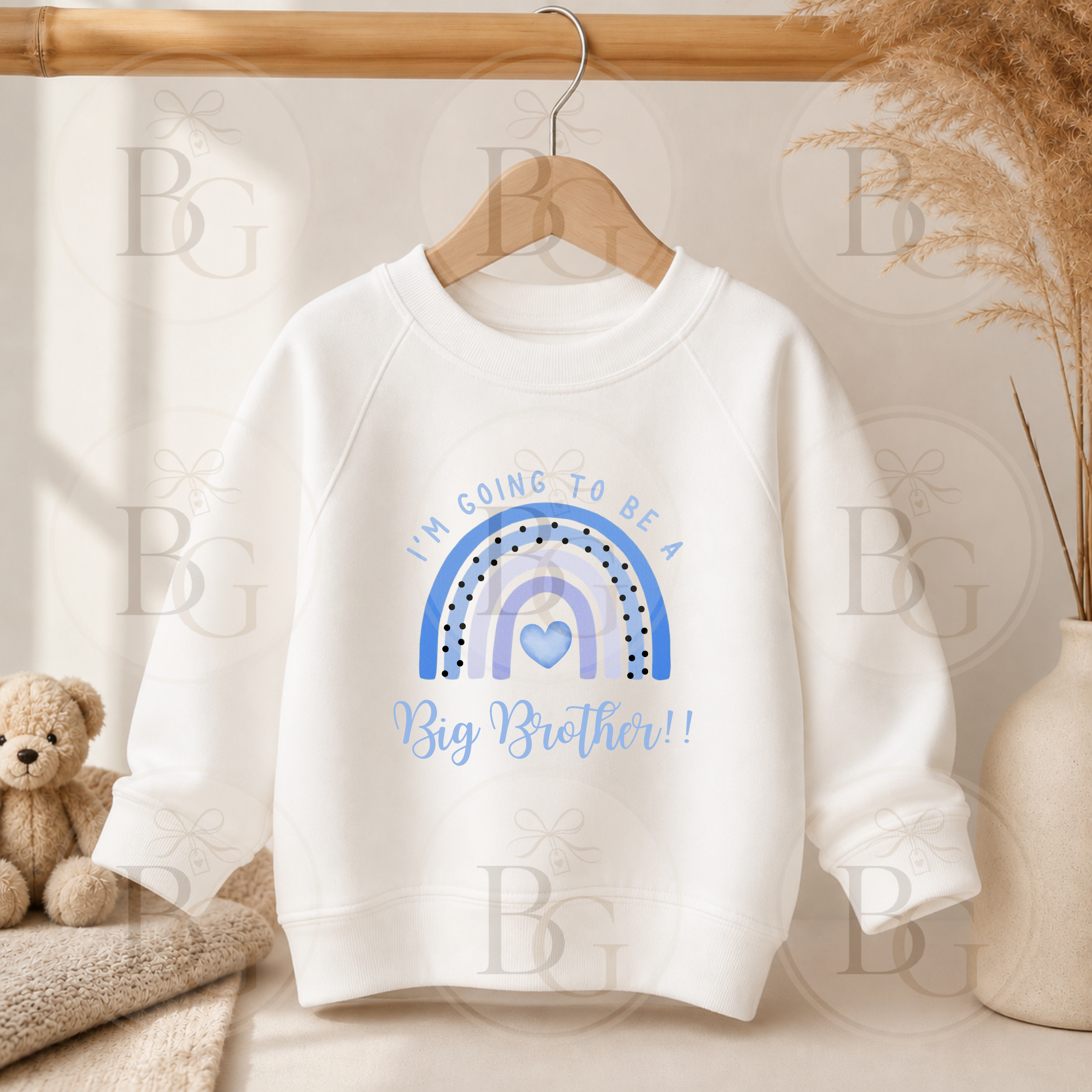 I’m Going To Be A Big Brother - White Jumper - Blue Design