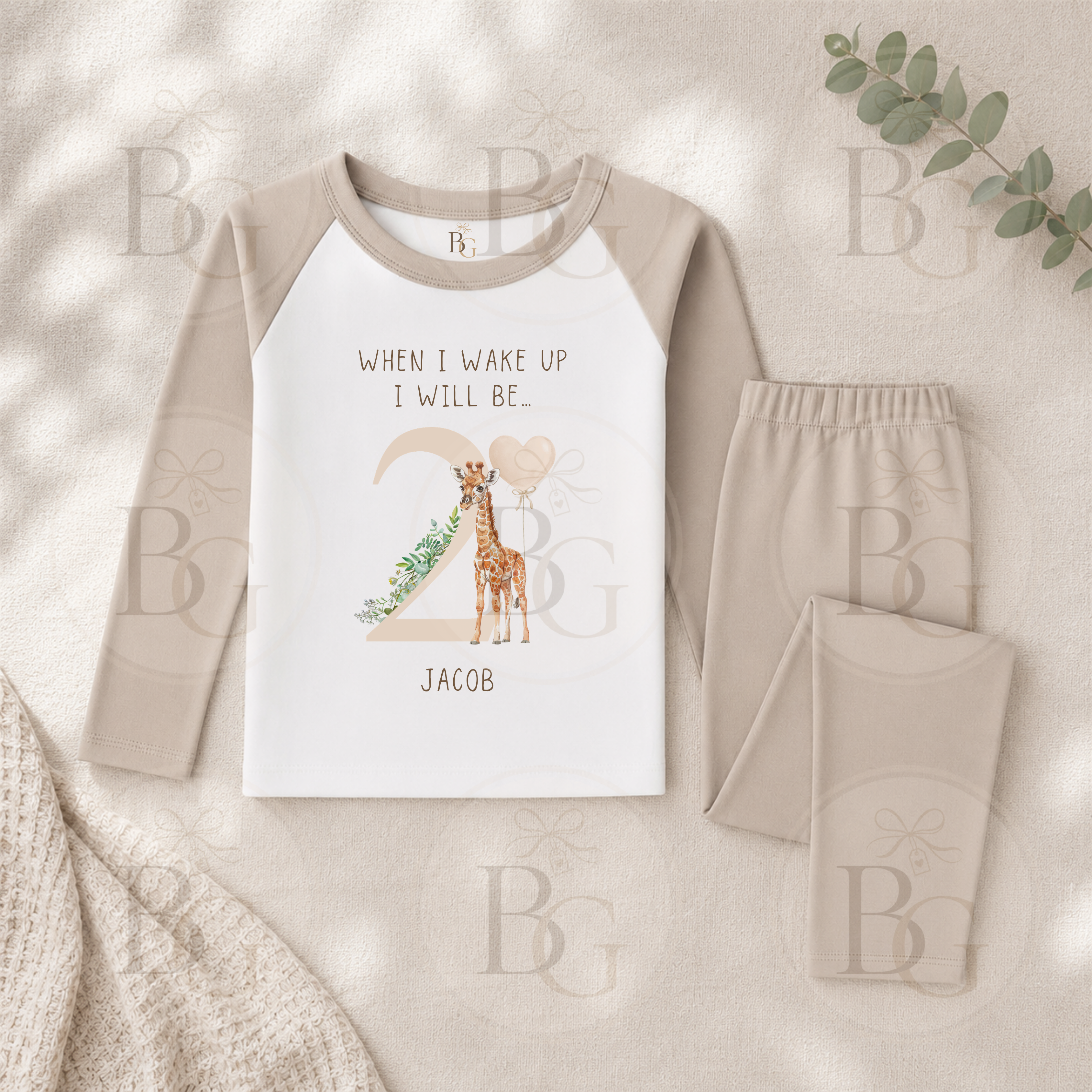 Personalised Giraffe Birthday Pyjamas