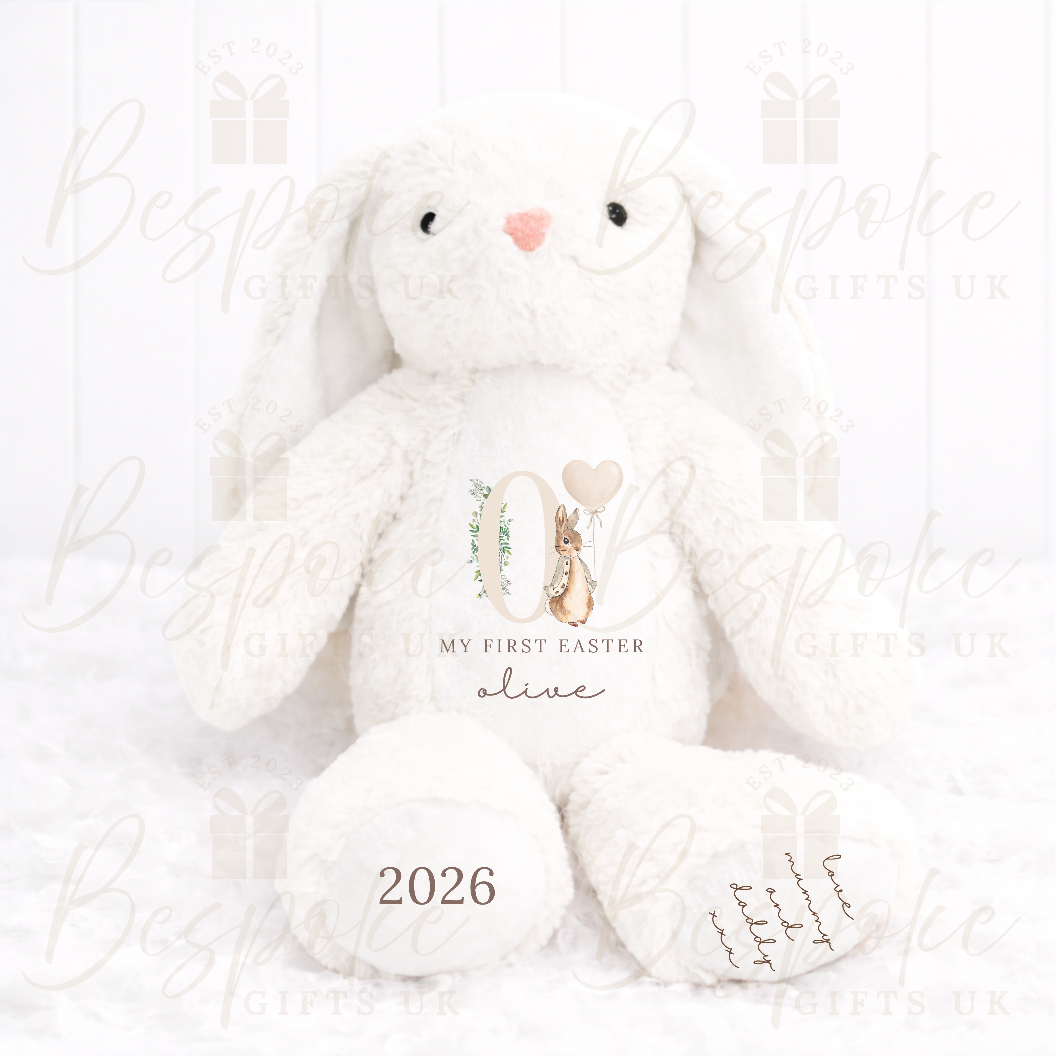 My First Easter - Personalised Bunny - White