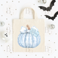 Personalised Sparkly Blue Pumpkin - Canvas Bag