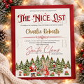 Personalised Nice List Christmas Certificate & Envelope - Red