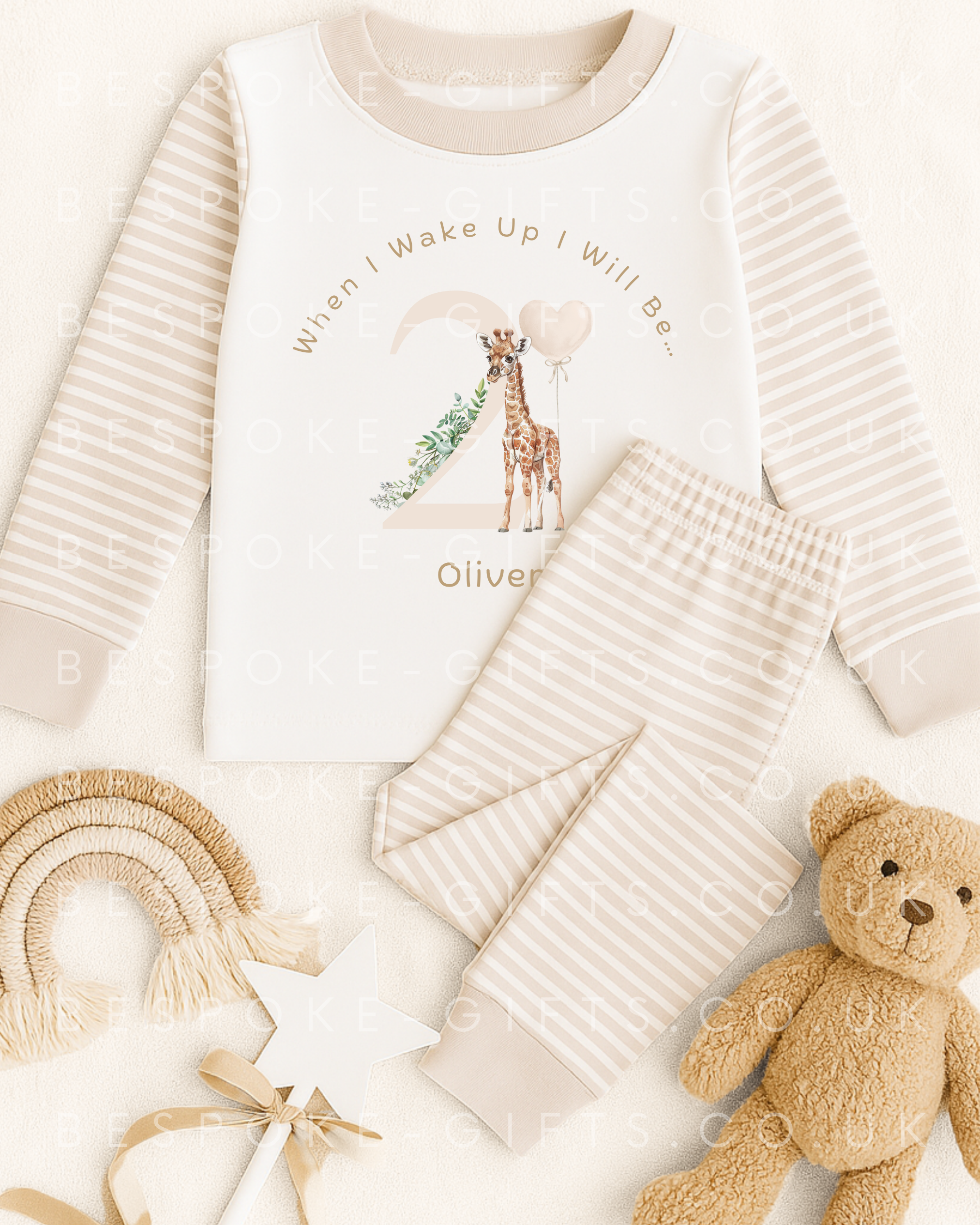 When I Wake Up I Will Be - Giraffe Design - Beige