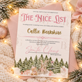 Personalised Nice List Christmas Certificate & Envelope - Pink