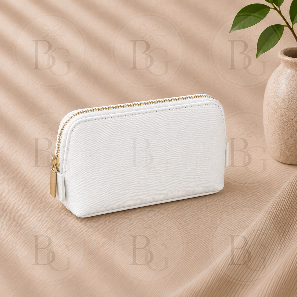 Personalised Small Makeup Bag – Custom Name Cosmetic Pouch – Available in 7 Colours