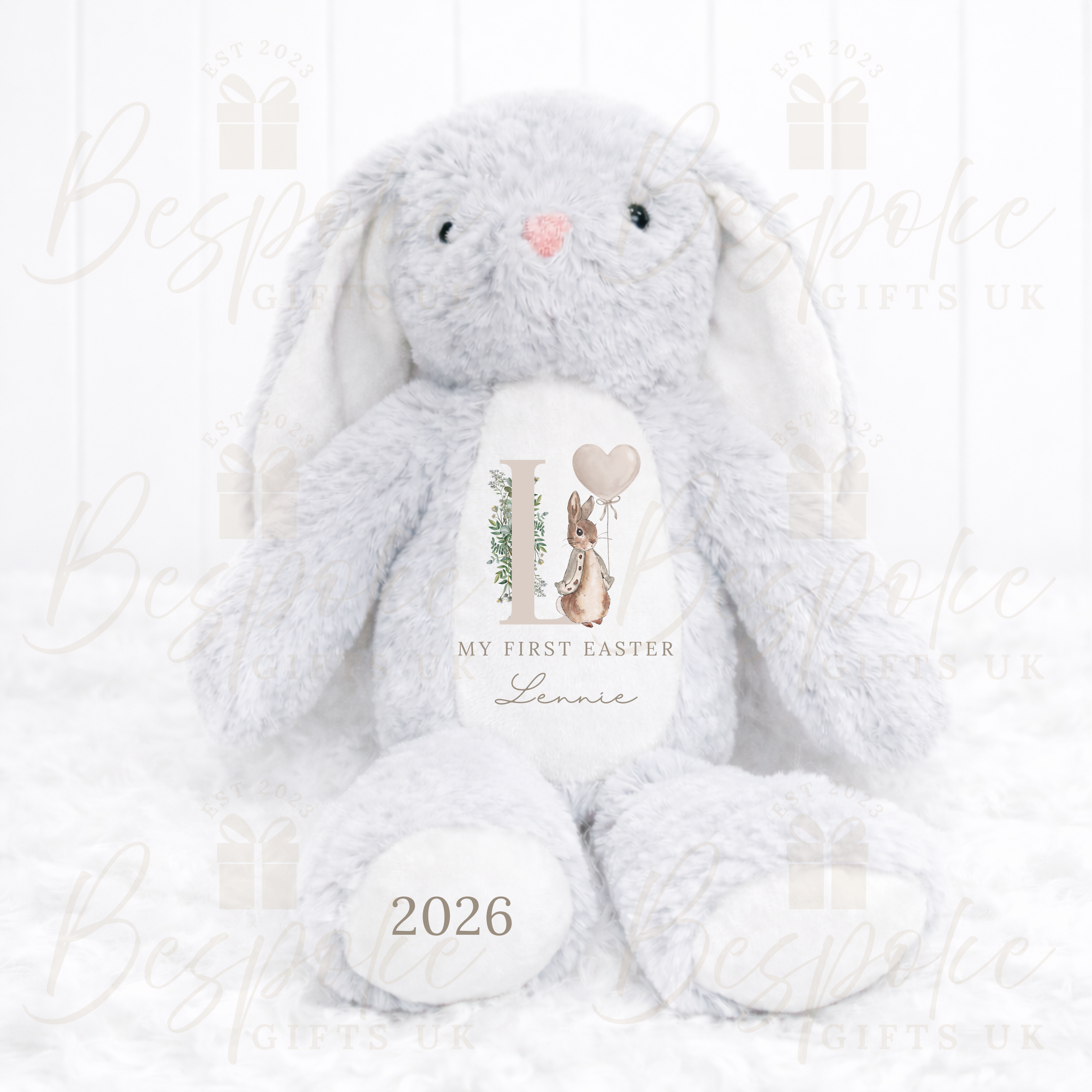 My First Easter - Personalised Bunny - Grey