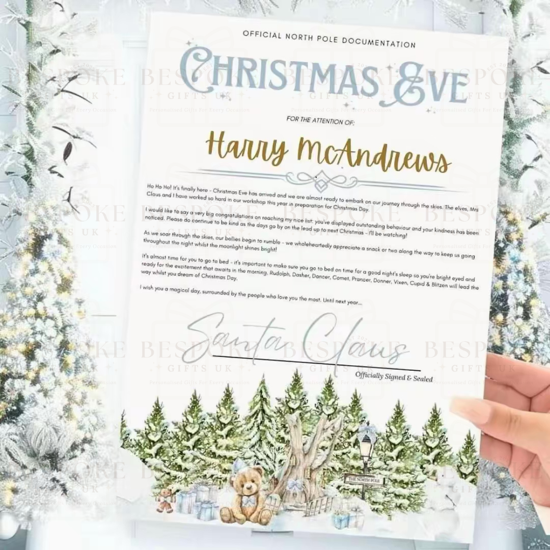 Personalised Christmas Eve Certificate - Blue