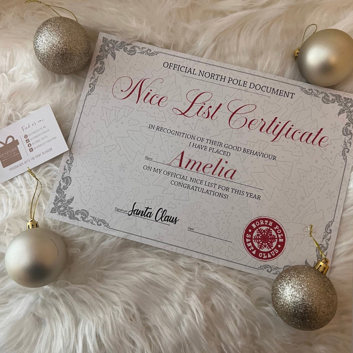 Personalised Nice List Certificate