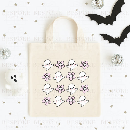 Cute Ghosts & Flowers - Canvas Bag