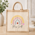 Personalised Rainbow Teacher Tote Bag – Custom Teacher Appreciation Gift