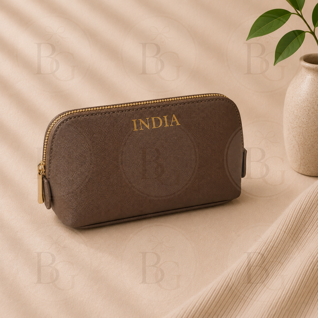 Personalised Small Makeup Bag – Custom Name Cosmetic Pouch – Available in 7 Colours