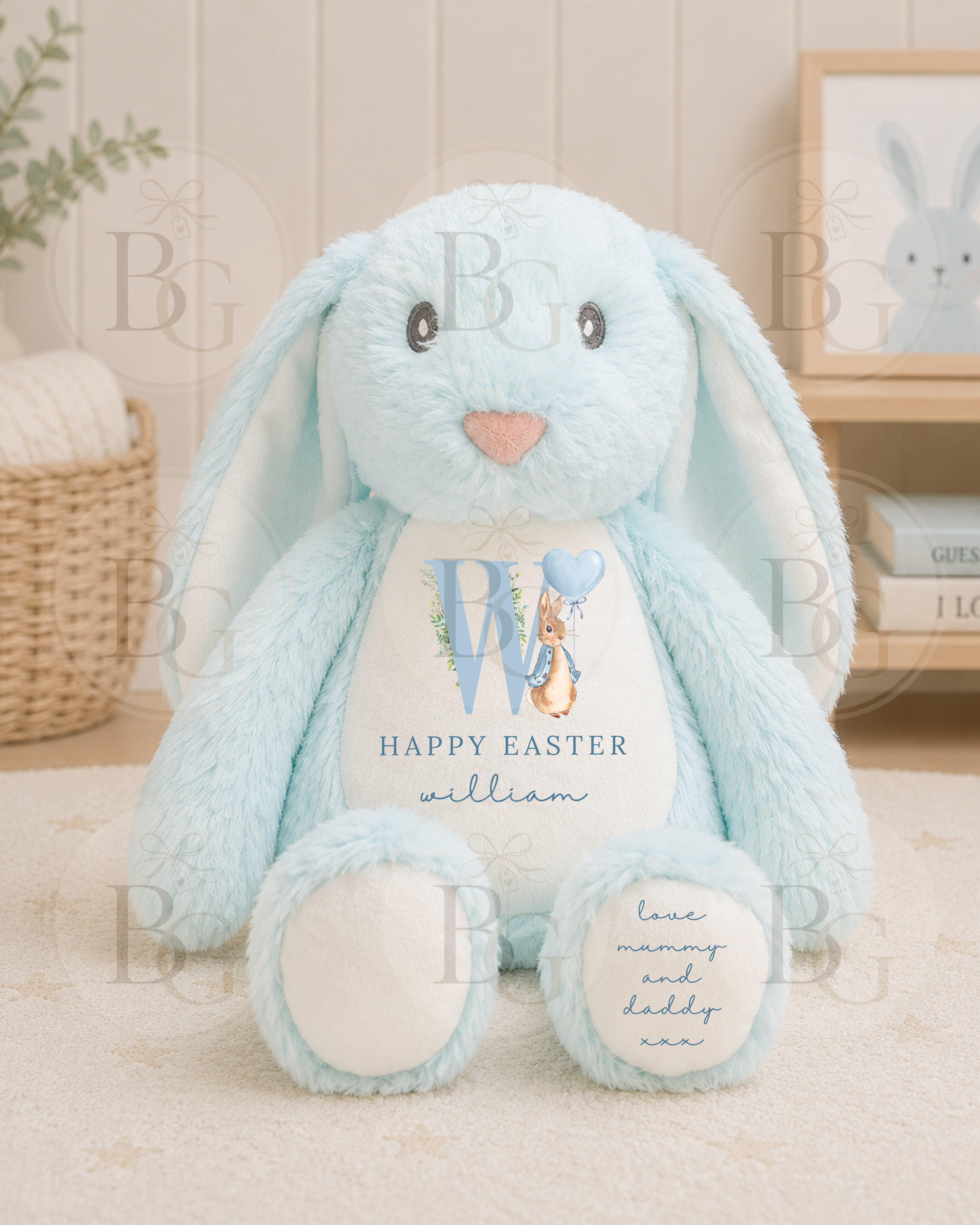Happy Easter - Personalised Bunny - Blue