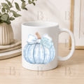 Personalised Sparkly Pumpkin 11oz Ceramic Mug - Blue