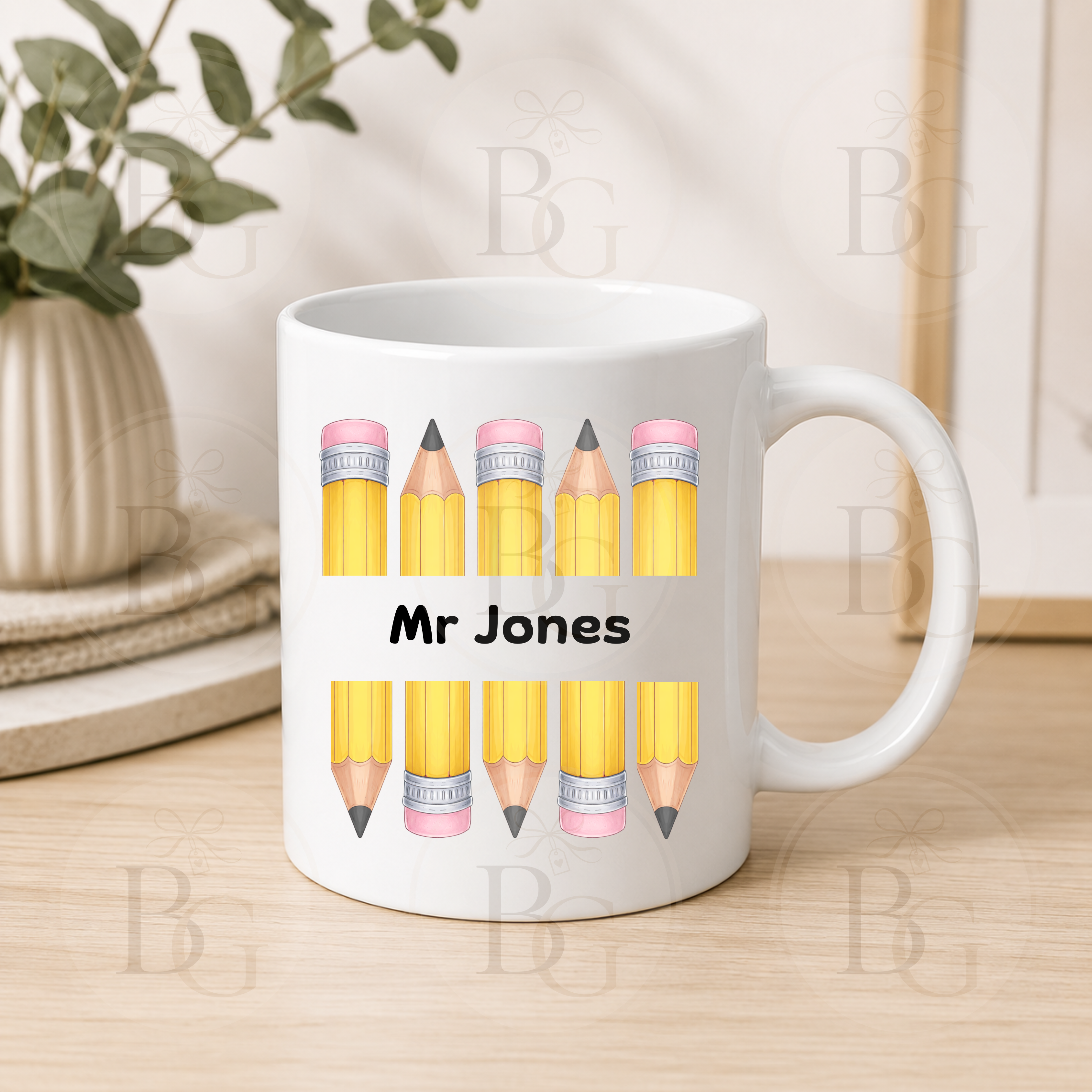 Personalised Pencil Teacher Mug – Custom Teacher Thank You Gift
