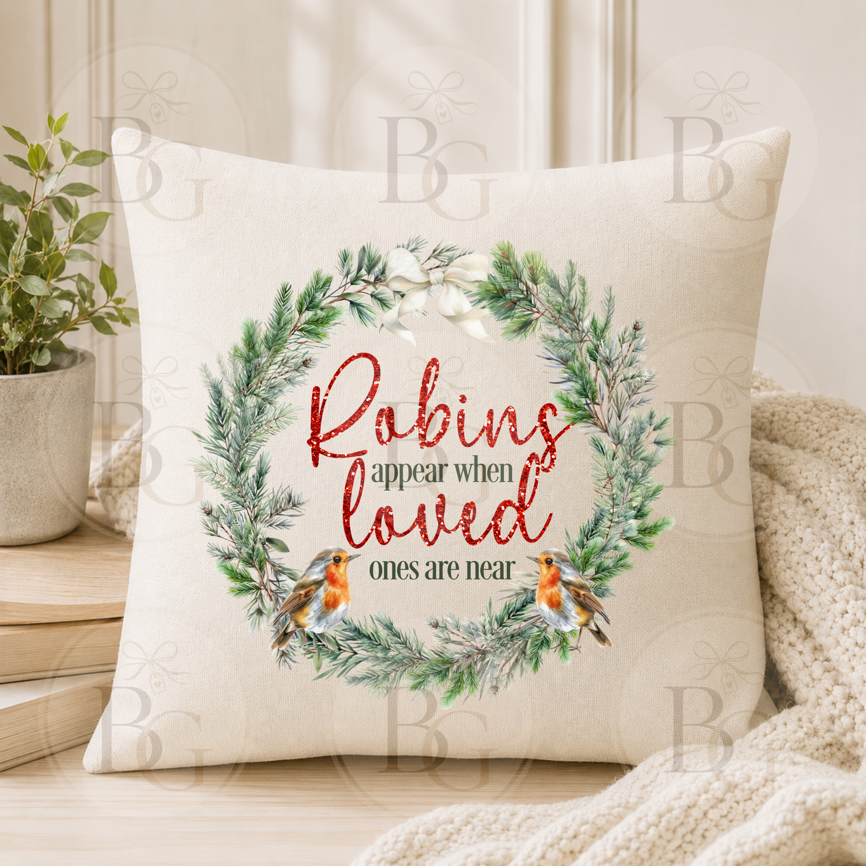 Robins Appear When Loved Ones Are Near - Luxury Linen Cushion Cover