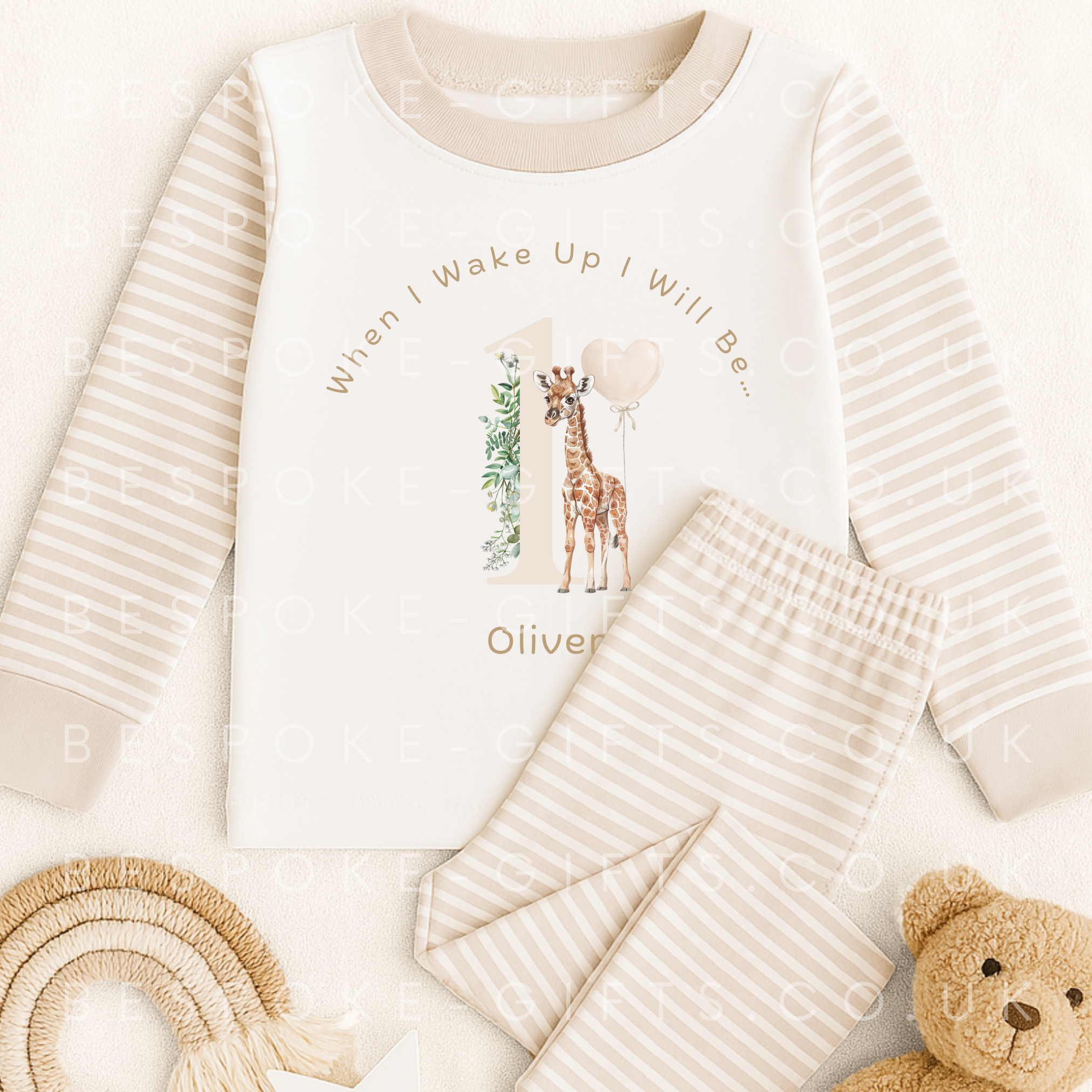 When I Wake Up I Will Be - Giraffe Design - Beige