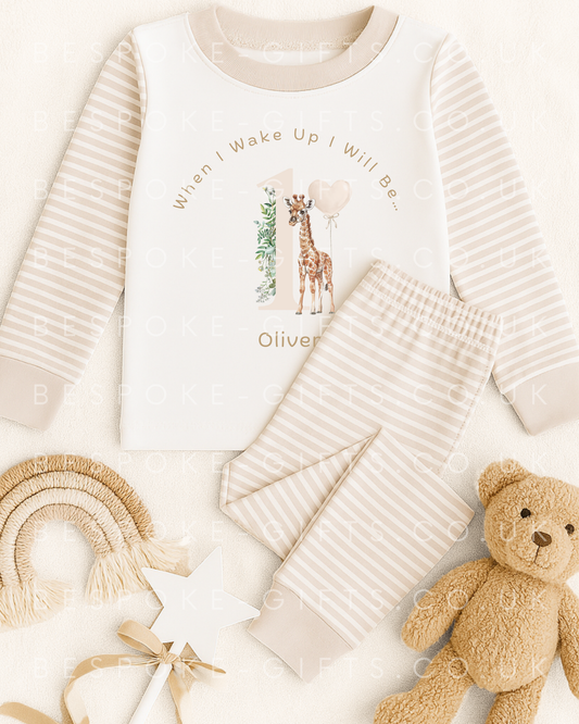 When I Wake Up I Will Be - Giraffe Design - Beige