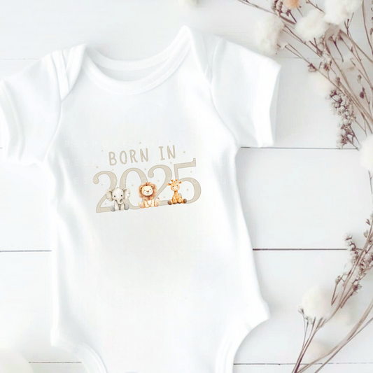 Born in 2025 Baby Grow - Neutral