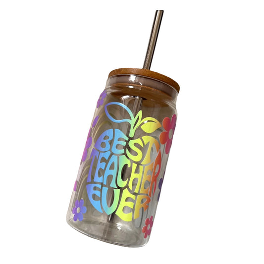 Best Teacher Ever - 16oz Glass Tumbler