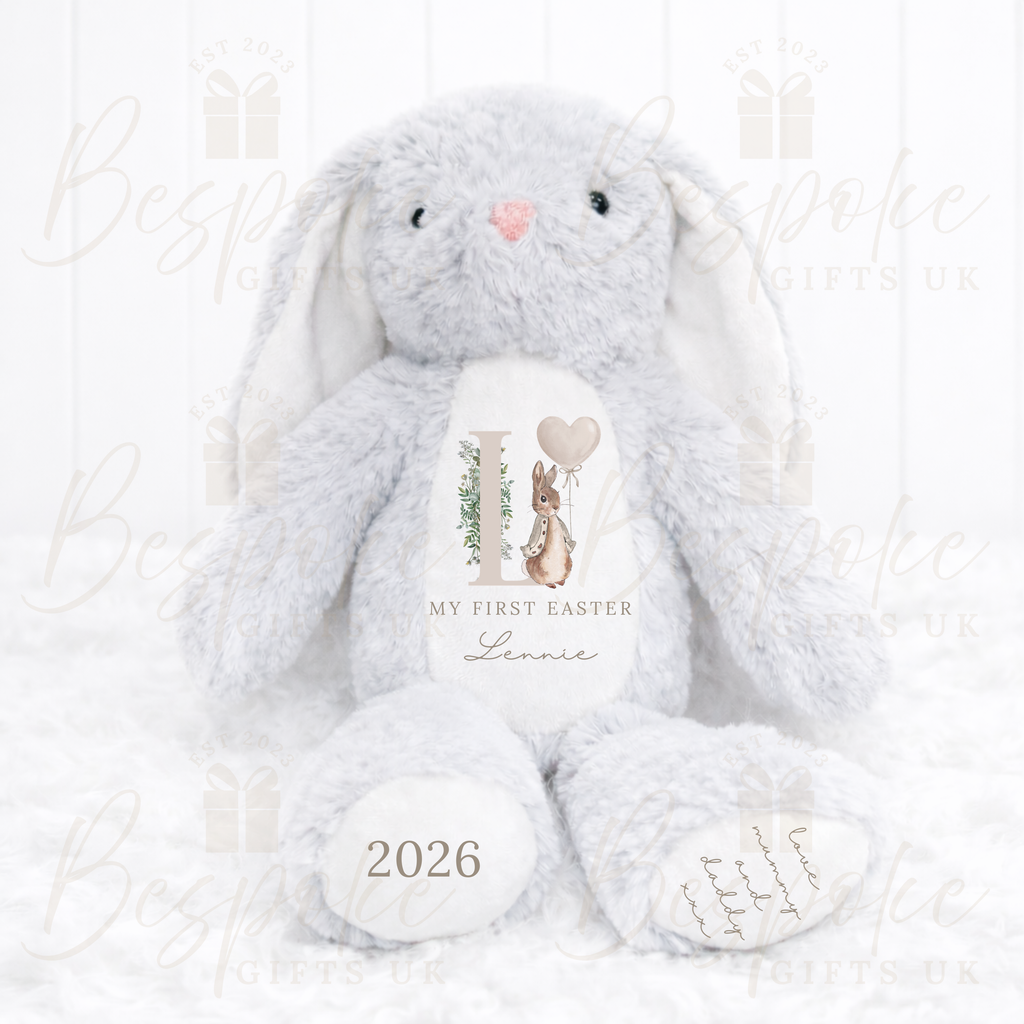 My First Easter - Personalised Bunny - Grey