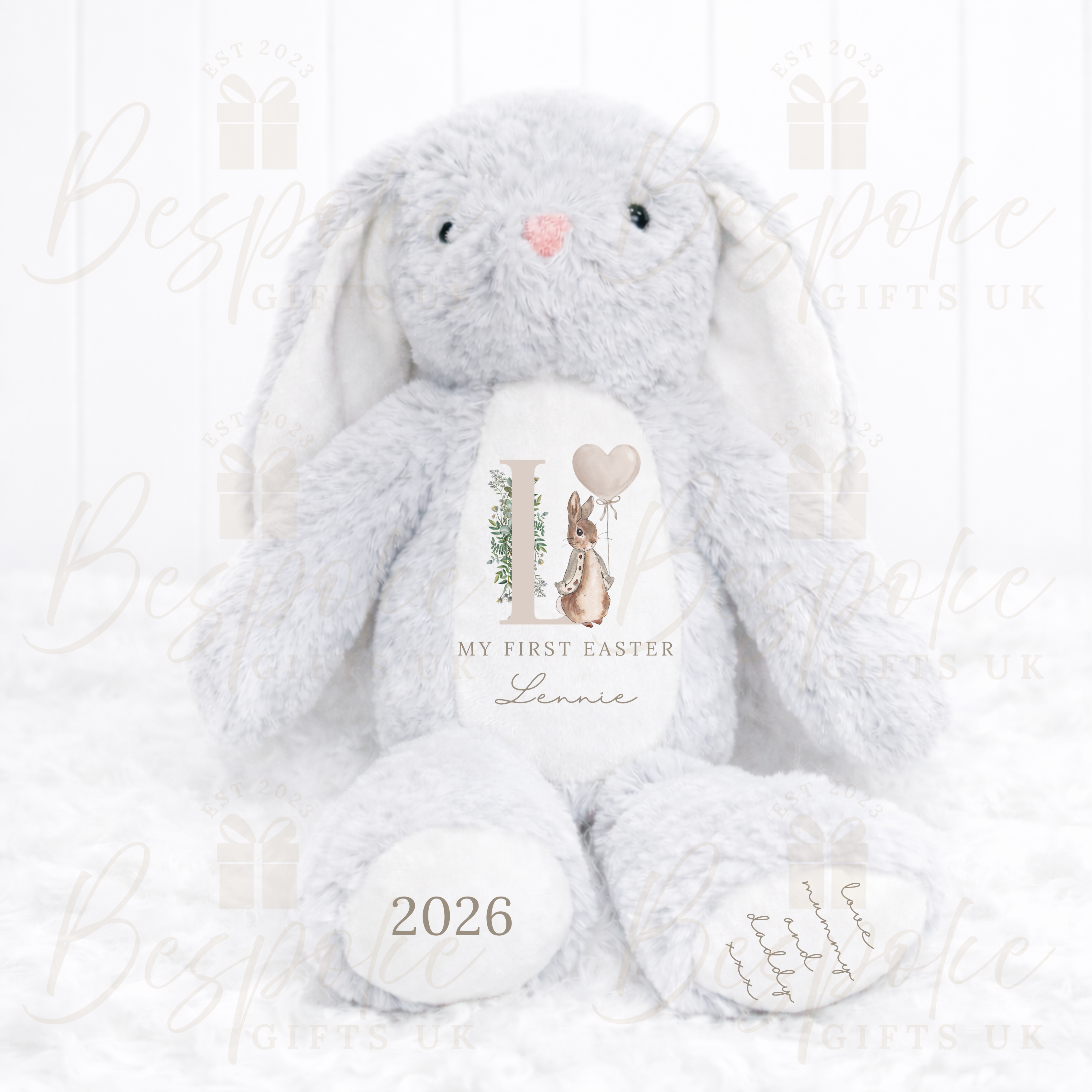 My First Easter - Personalised Bunny - Grey